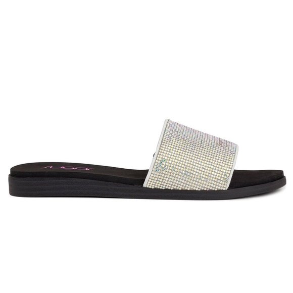SUGAR SAHARA SLIDE SANDALS white/silver with rhinestones sz. 10 - bling - Picture 4 of 5